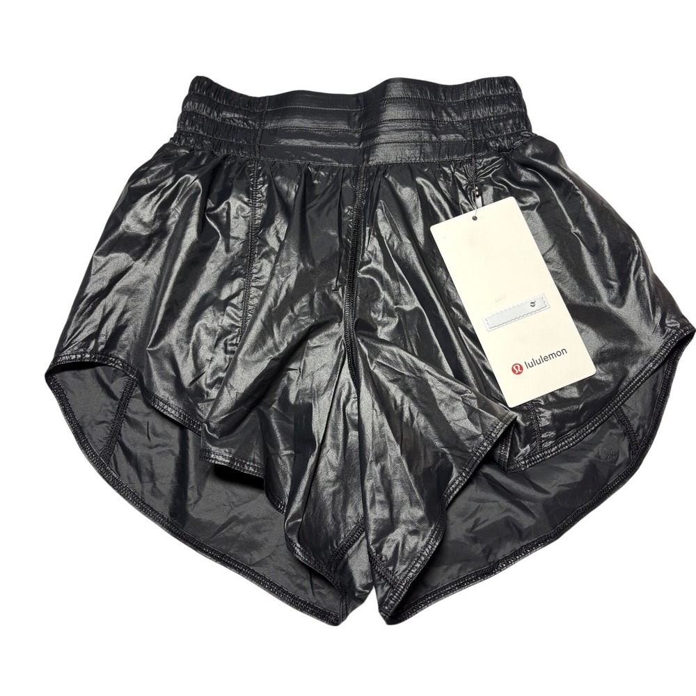 Lululemon NWT Hotty Hot HR Short 4" Matte Sheen Black Size 0